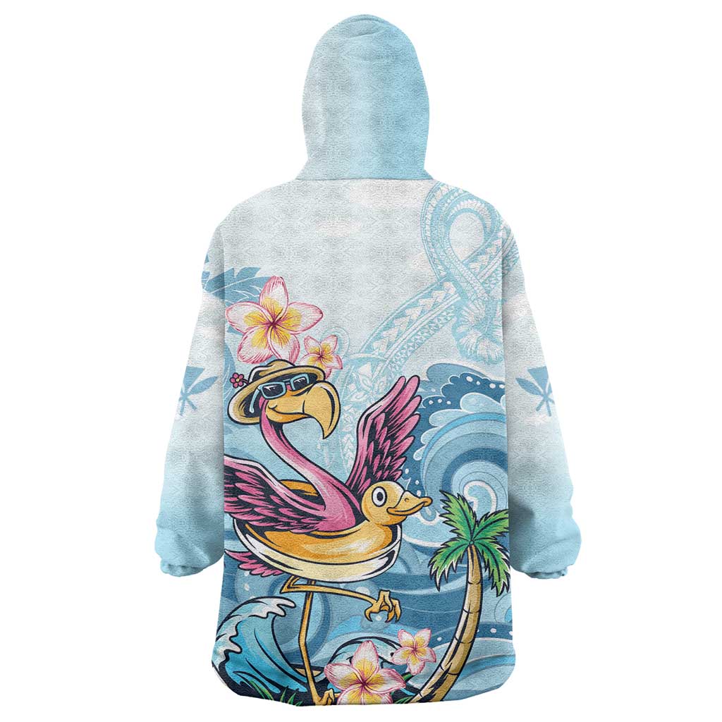 Hawaii Flamingo Wearable Blanket Hoodie Plumeria Tropical Beach LT01 - Polynesian Pride