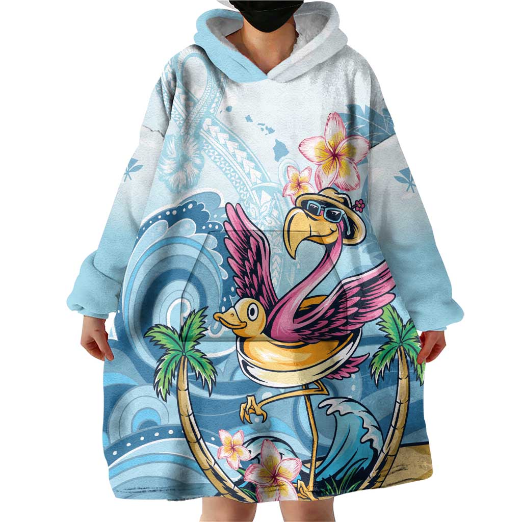 Hawaii Flamingo Wearable Blanket Hoodie Plumeria Tropical Beach LT01 - Polynesian Pride