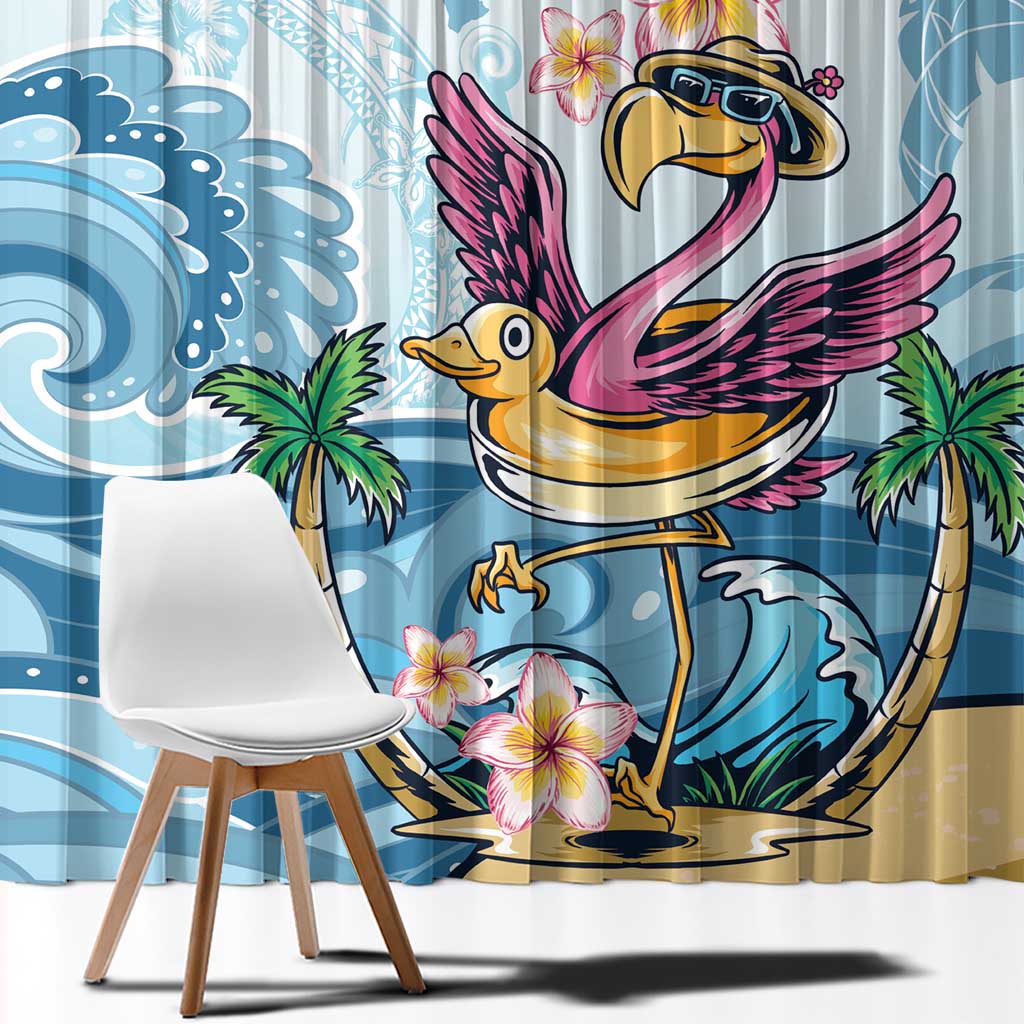 Hawaii Flamingo Window Curtain Plumeria Tropical Beach LT01 - Polynesian Pride