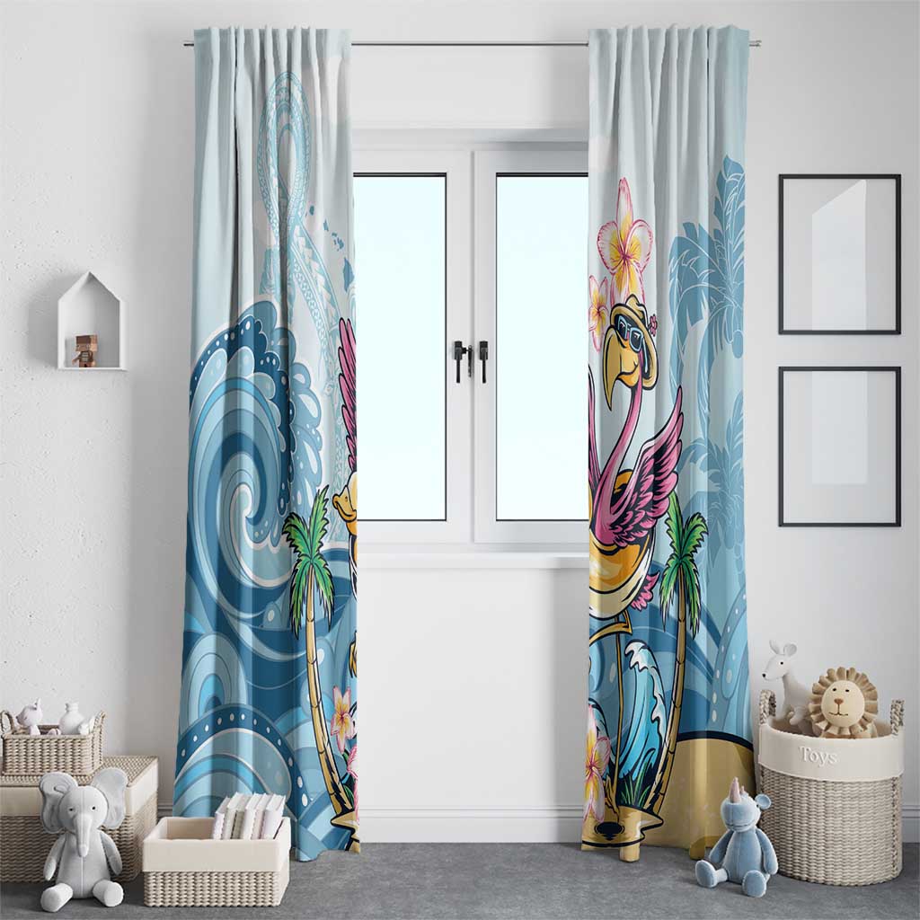 Hawaii Flamingo Window Curtain Plumeria Tropical Beach LT01 - Polynesian Pride