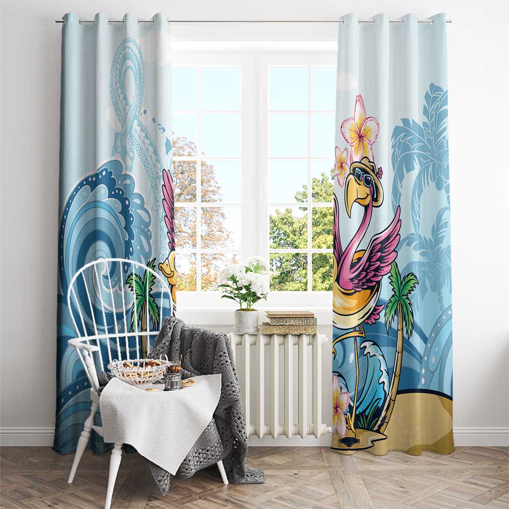 Hawaii Flamingo Window Curtain Plumeria Tropical Beach LT01 - Polynesian Pride