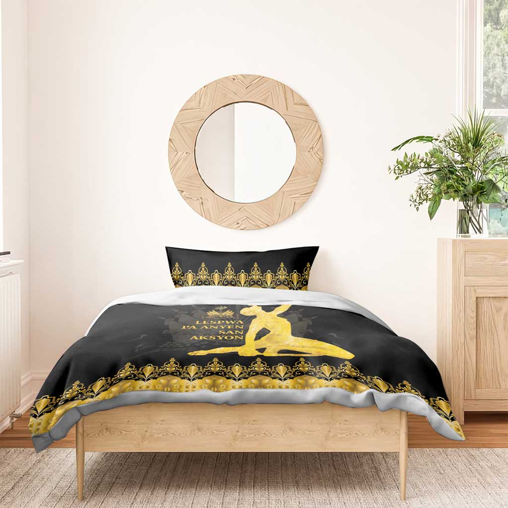 Haiti Neg Marron Gold Bedding Set Lespwa pa anyen san aksyon