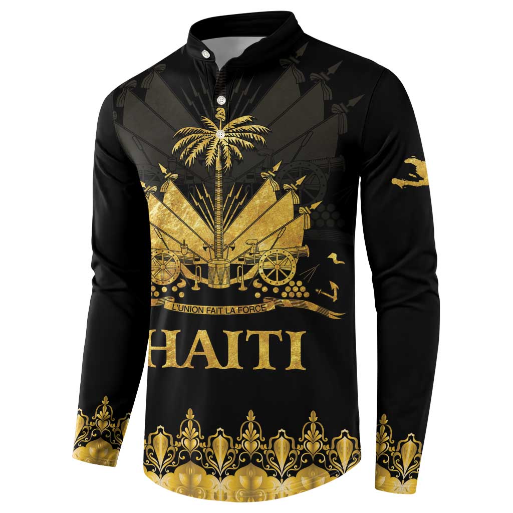 Haiti Neg Marron Gold Button Sweatshirt Lespwa pa anyen san aksyon LT01 - Polynesian Pride