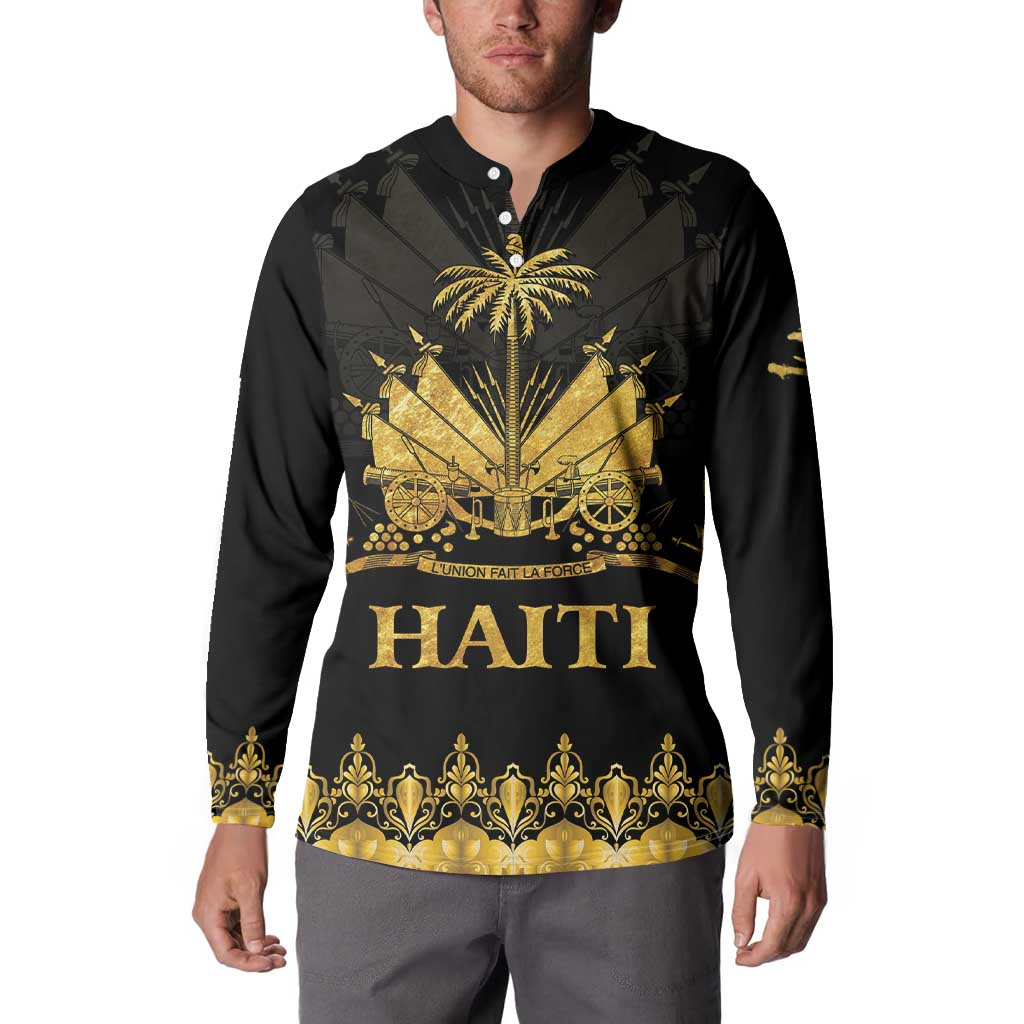 Haiti Neg Marron Gold Button Sweatshirt Lespwa pa anyen san aksyon LT01 - Polynesian Pride