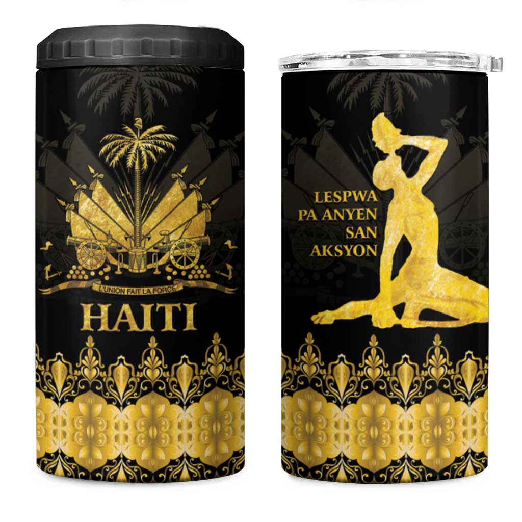 Haiti Neg Marron Gold 4 in 1 Can Cooler Tumbler Lespwa pa anyen san aksyon LT01 One Size: 16 oz Gold - Polynesian Pride