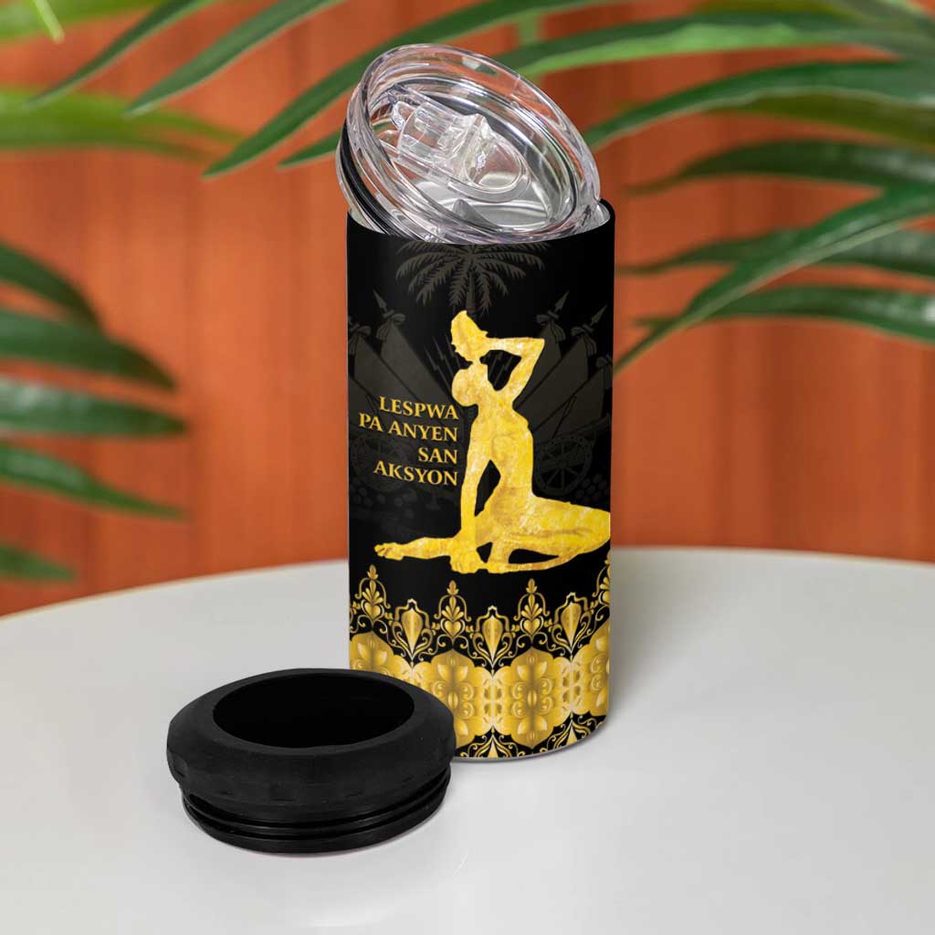 Haiti Neg Marron Gold 4 in 1 Can Cooler Tumbler Lespwa pa anyen san aksyon