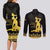Haiti Neg Marron Gold Couples Matching Long Sleeve Bodycon Dress and Long Sleeve Button Shirt Lespwa pa anyen san aksyon
