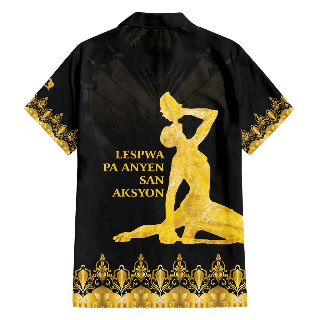 Haiti Neg Marron Gold Family Matching Off Shoulder Short Dress and Hawaiian Shirt Lespwa pa anyen san aksyon