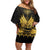 Haiti Neg Marron Gold Family Matching Off Shoulder Short Dress and Hawaiian Shirt Lespwa pa anyen san aksyon