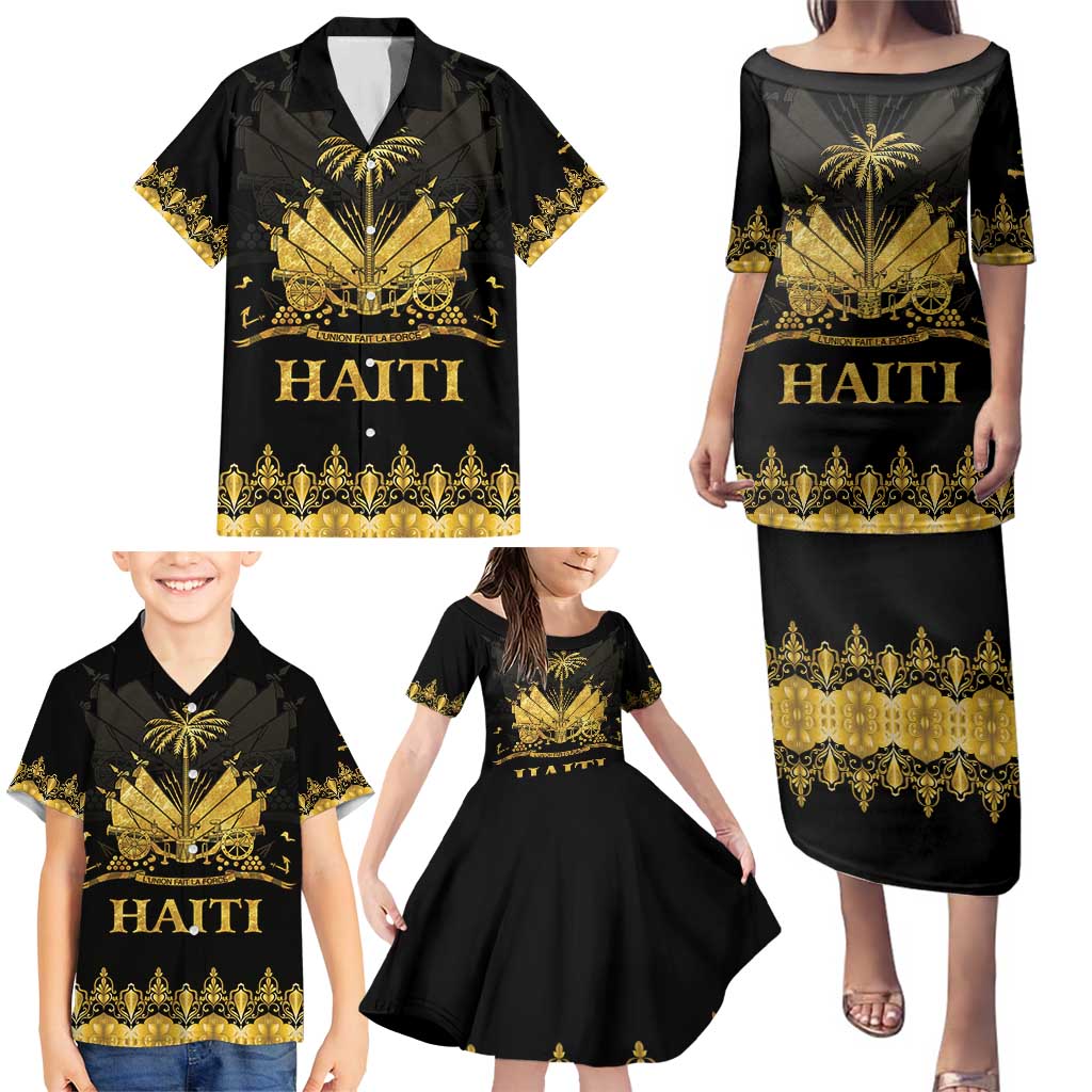 Haiti Neg Marron Gold Family Matching Puletasi and Hawaiian Shirt Lespwa pa anyen san aksyon