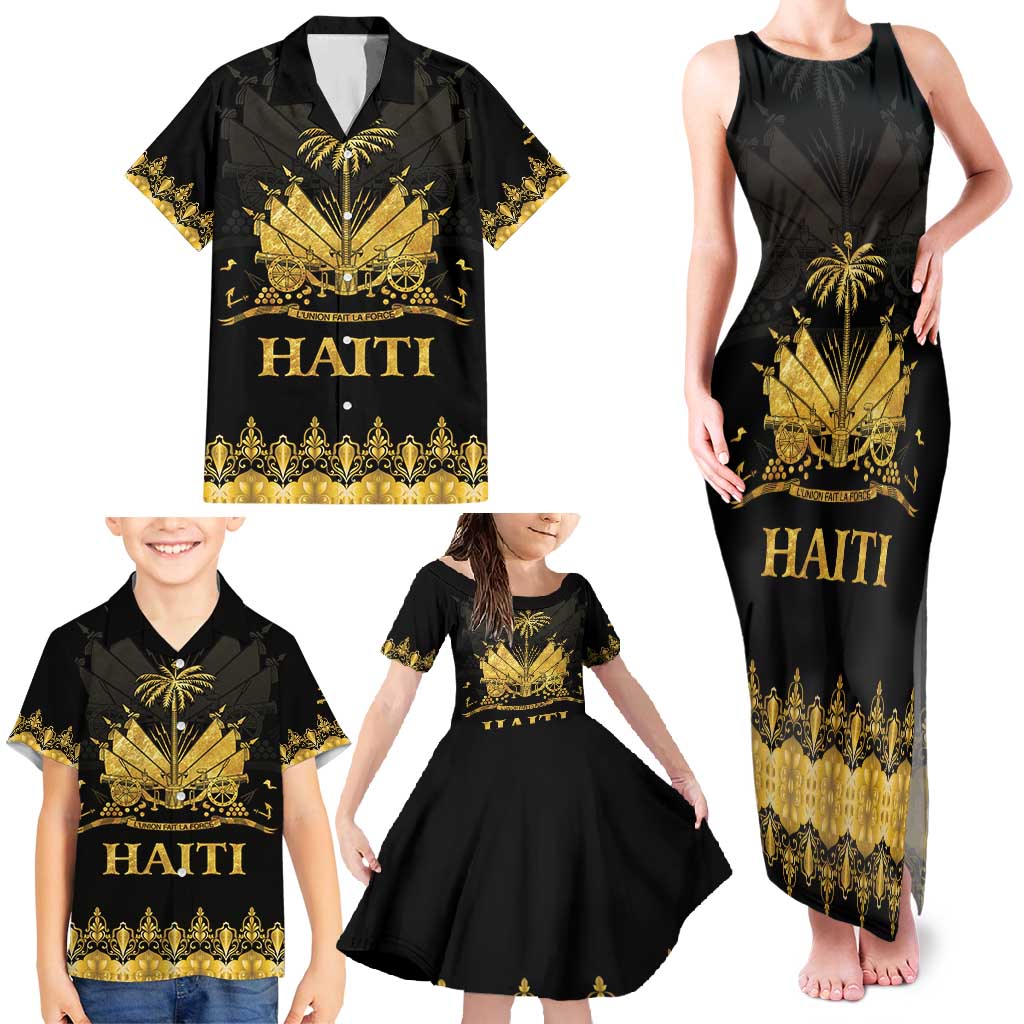 Haiti Neg Marron Gold Family Matching Tank Maxi Dress and Hawaiian Shirt Lespwa pa anyen san aksyon