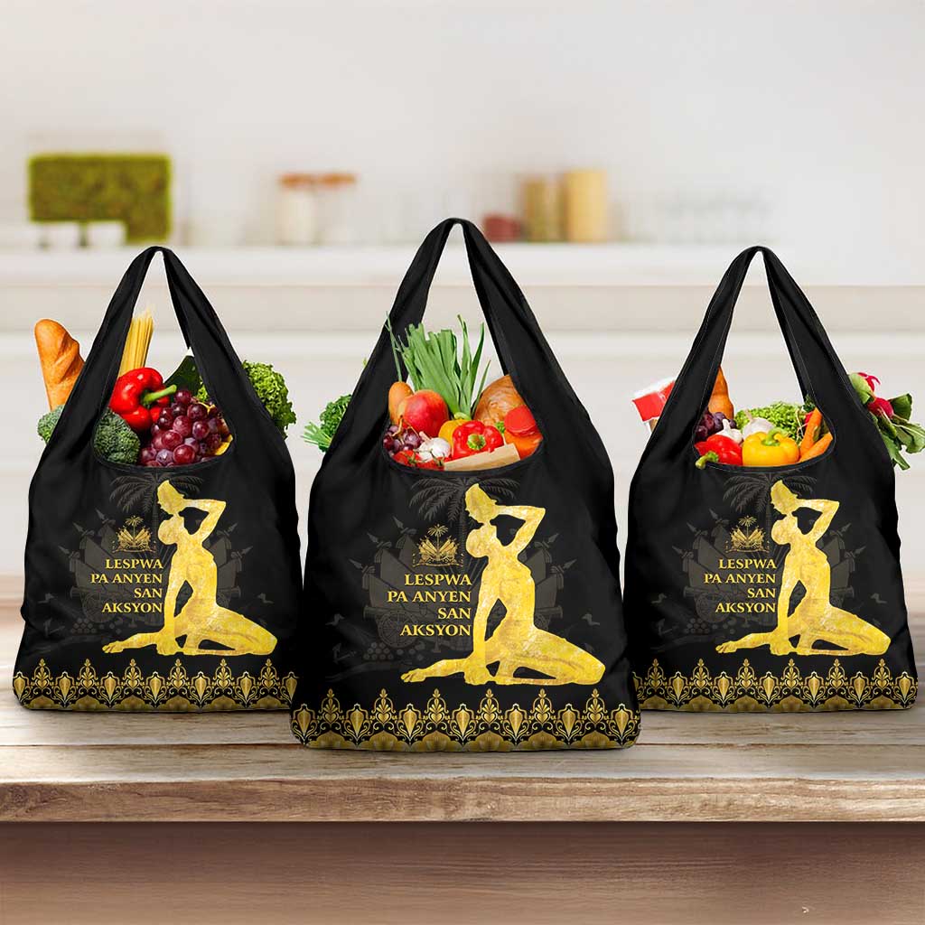 Haiti Neg Marron Gold Grocery Bag Lespwa pa anyen san aksyon LT01 3-pack One Size Gold - Polynesian Pride