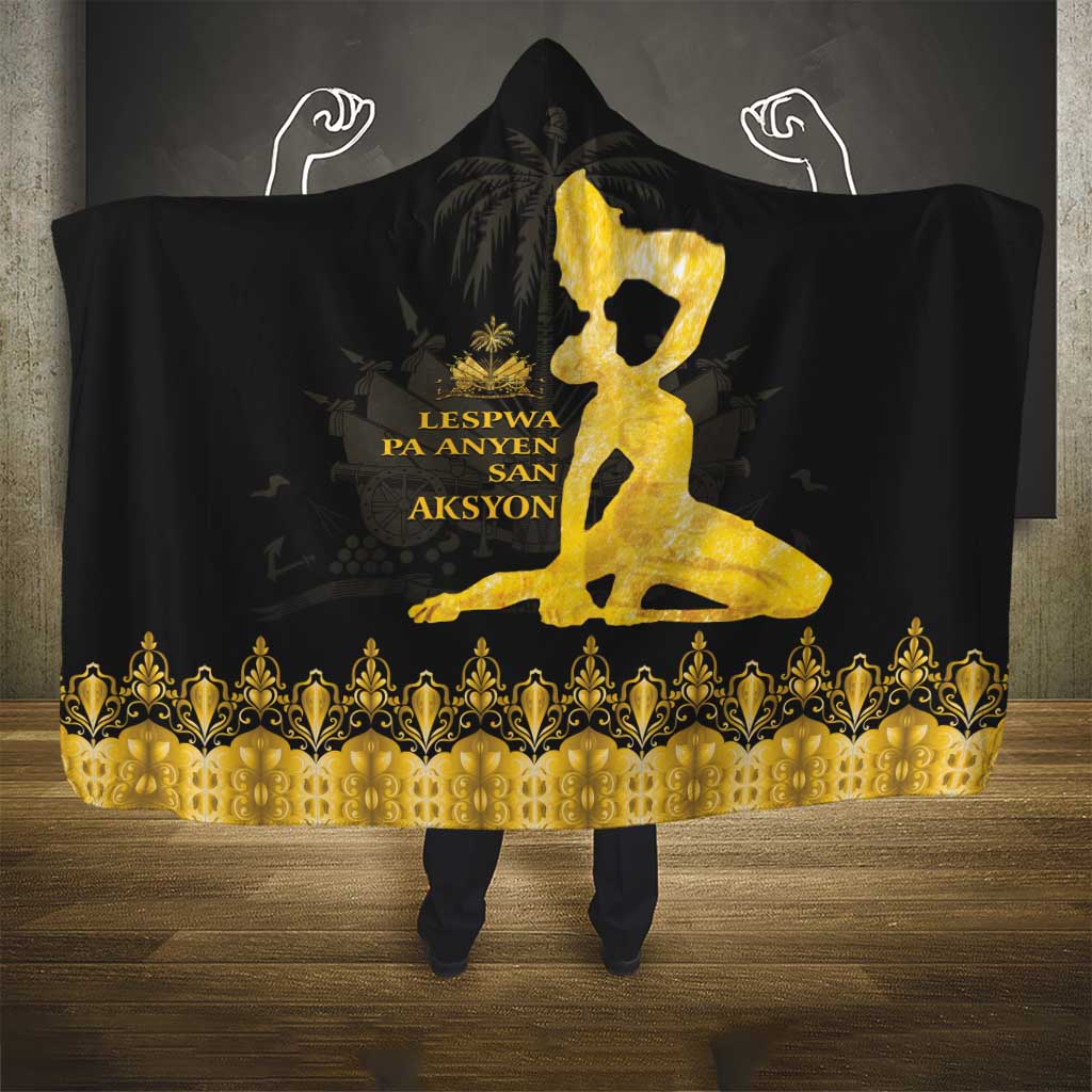 Haiti Neg Marron Gold Hooded Blanket Lespwa pa anyen san aksyon LT01 - Polynesian Pride