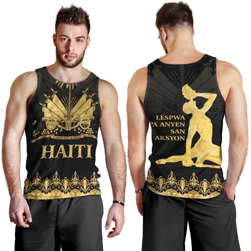 Haiti Neg Marron Gold Men Tank Top Lespwa pa anyen san aksyon LT01 - Polynesian Pride