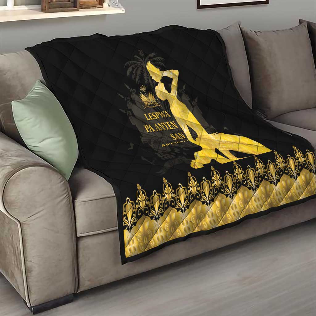 Haiti Neg Marron Gold Quilt Lespwa pa anyen san aksyon