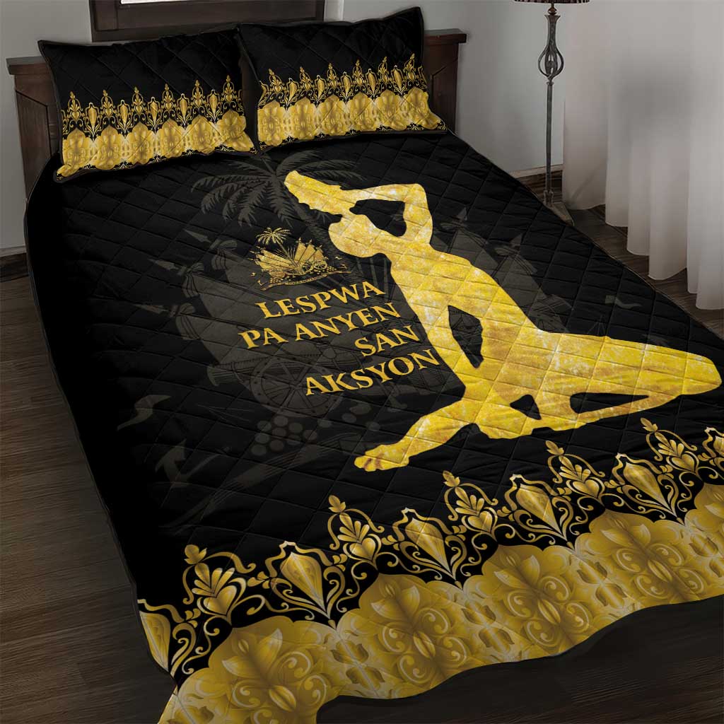 Haiti Neg Marron Gold Quilt Bed Set Lespwa pa anyen san aksyon LT01 Gold - Polynesian Pride