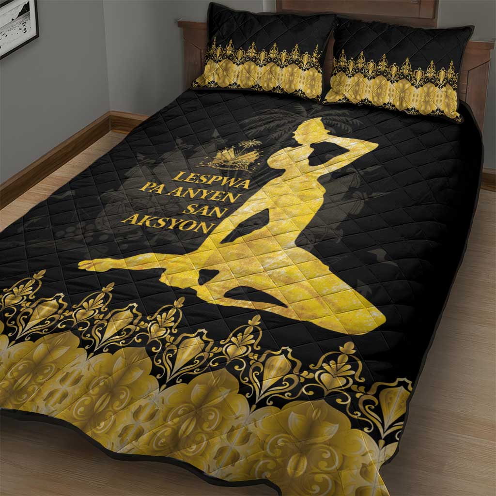 Haiti Neg Marron Gold Quilt Bed Set Lespwa pa anyen san aksyon LT01 - Polynesian Pride
