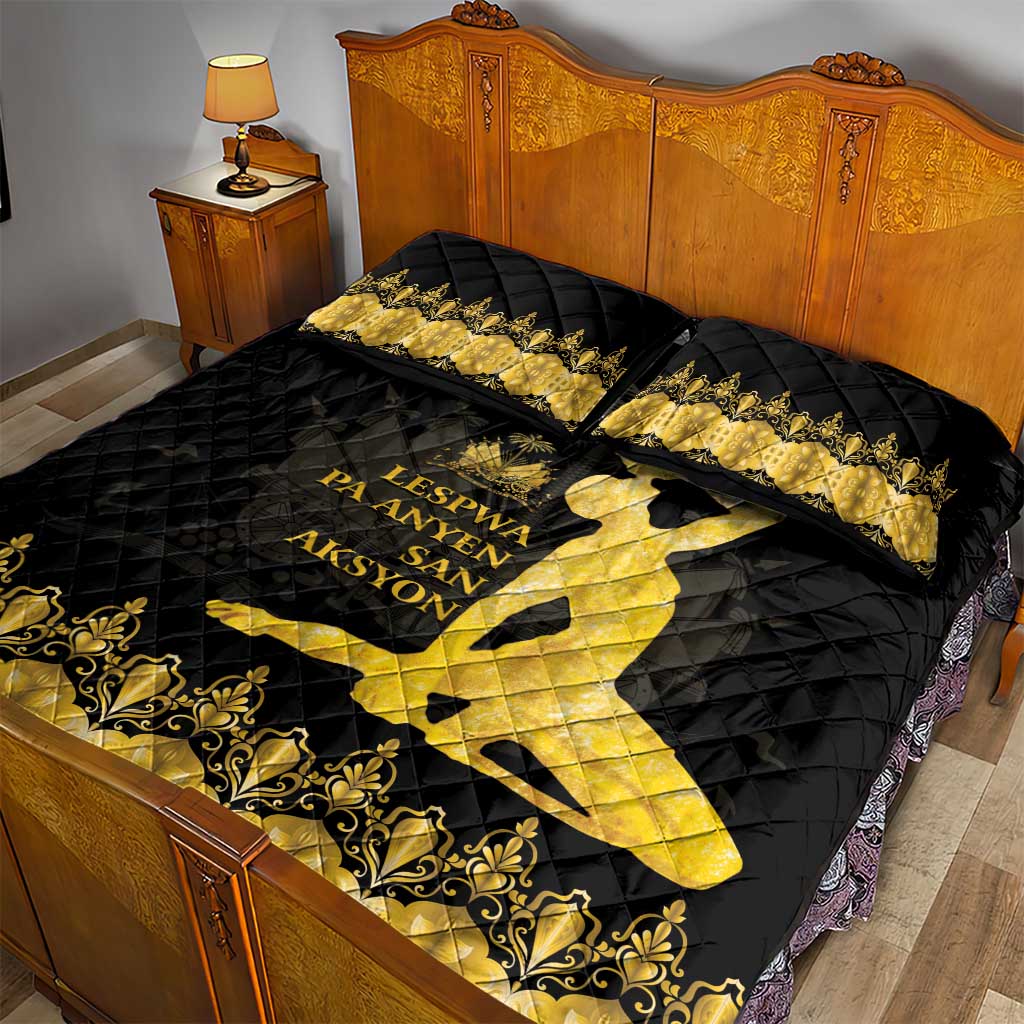 Haiti Neg Marron Gold Quilt Bed Set Lespwa pa anyen san aksyon LT01 - Polynesian Pride
