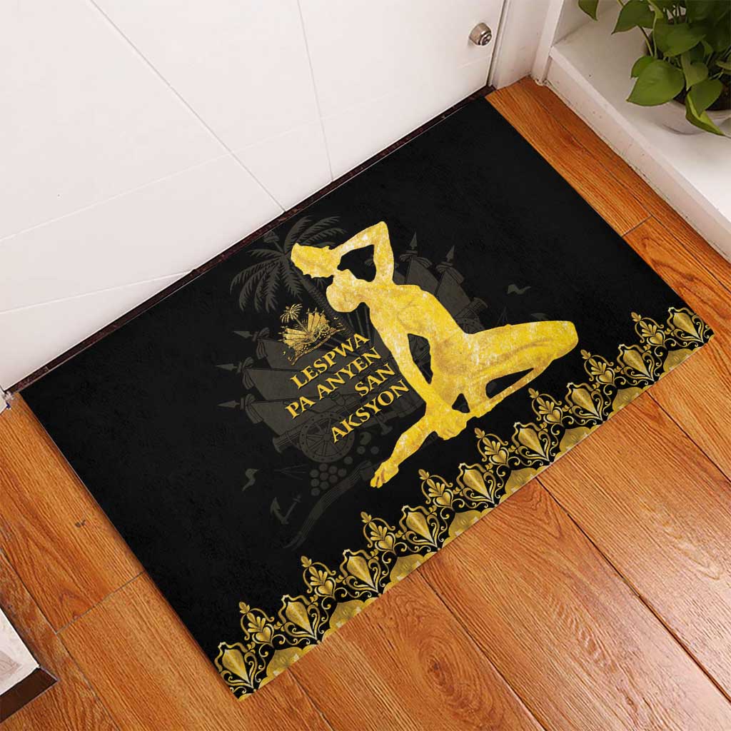 Haiti Neg Marron Gold Rubber Doormat Lespwa pa anyen san aksyon LT01 - Polynesian Pride