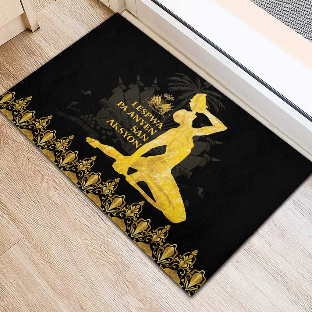 Haiti Neg Marron Gold Rubber Doormat Lespwa pa anyen san aksyon LT01 - Polynesian Pride