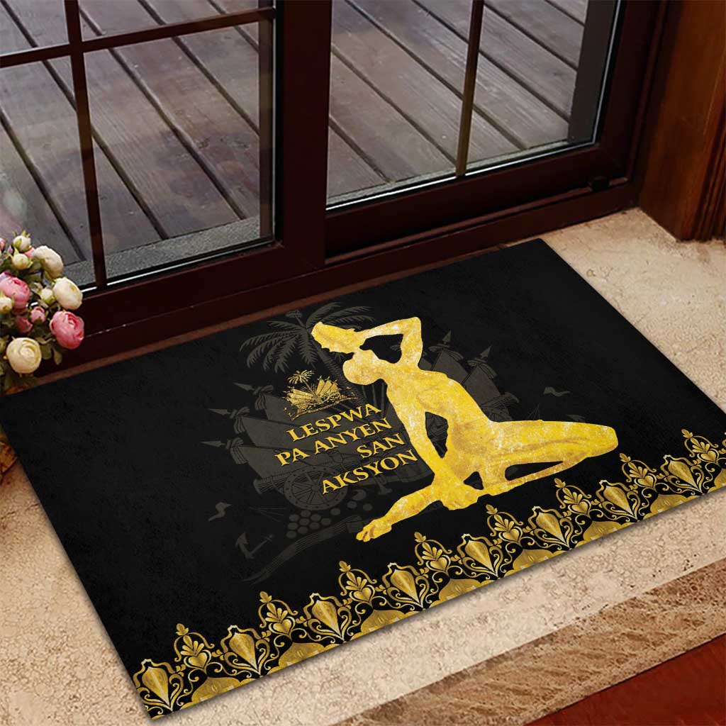 Haiti Neg Marron Gold Rubber Doormat Lespwa pa anyen san aksyon LT01 - Polynesian Pride
