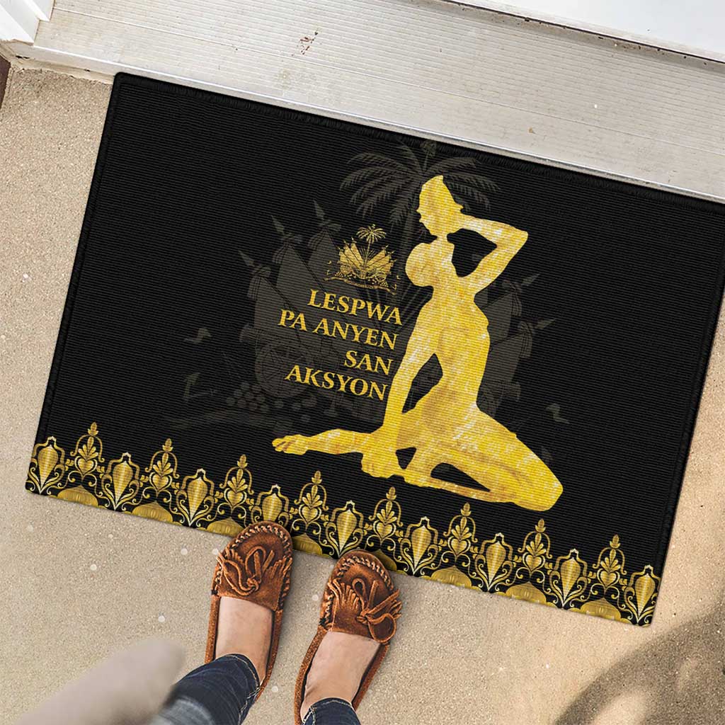 Haiti Neg Marron Gold Rubber Doormat Lespwa pa anyen san aksyon LT01 - Polynesian Pride
