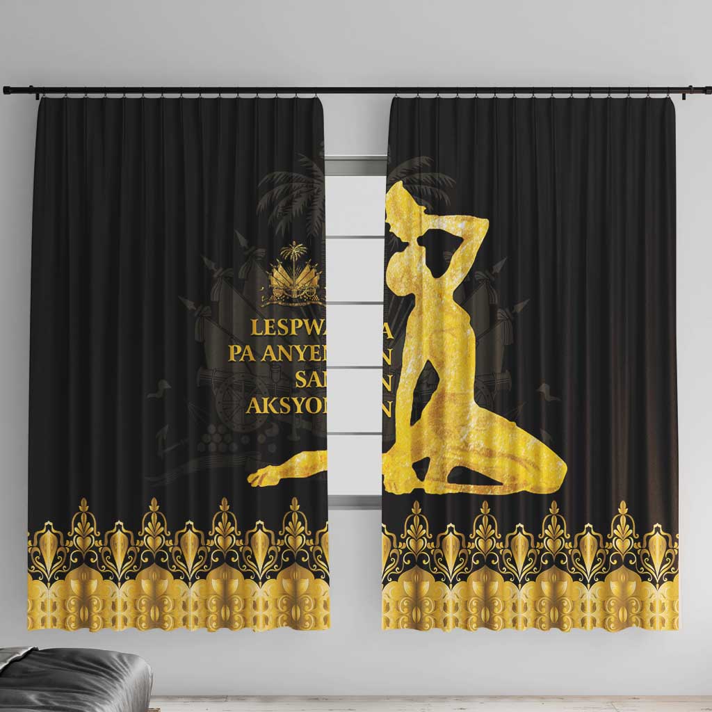 Haiti Neg Marron Gold Window Curtain Lespwa pa anyen san aksyon LT01 With Hooks Gold - Polynesian Pride
