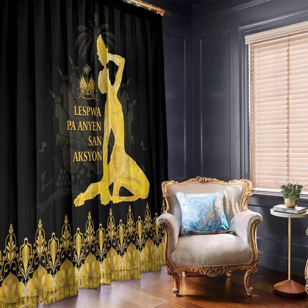 Haiti Neg Marron Gold Window Curtain Lespwa pa anyen san aksyon LT01 - Polynesian Pride
