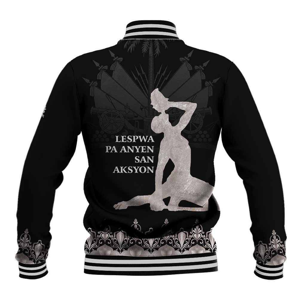 Haiti Neg Marron Silver Baseball Jacket Hope is Nothing Without Action