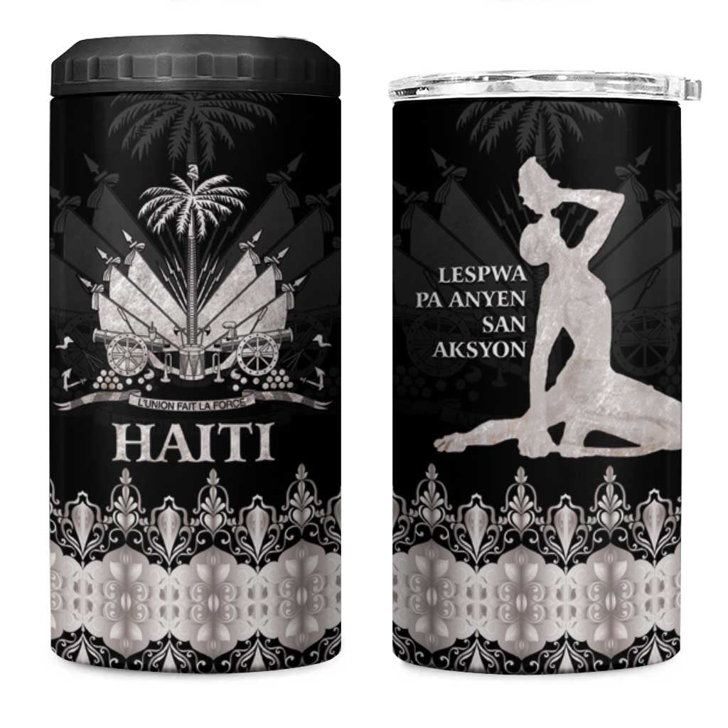 Haiti Neg Marron Silver 4 in 1 Can Cooler Tumbler Hope is Nothing Without Action LT01 One Size: 16 oz Silver - Polynesian Pride