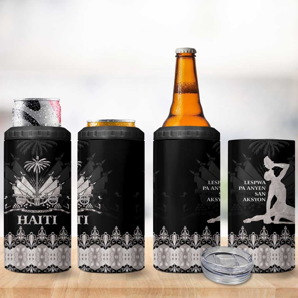 Haiti Neg Marron Silver 4 in 1 Can Cooler Tumbler Hope is Nothing Without Action LT01 - Polynesian Pride
