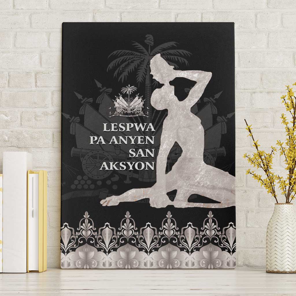 Haiti Neg Marron Silver Canvas Wall Art Hope is Nothing Without Action LT01 Without Frame Silver - Polynesian Pride