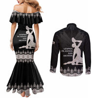 Haiti Neg Marron Silver Couples Matching Mermaid Dress and Long Sleeve Button Shirt Hope is Nothing Without Action LT01 - Polynesian Pride
