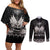 Haiti Neg Marron Silver Couples Matching Off Shoulder Short Dress and Long Sleeve Button Shirt Hope is Nothing Without Action