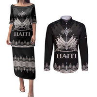 Haiti Neg Marron Silver Couples Matching Puletasi and Long Sleeve Button Shirt Hope is Nothing Without Action LT01 Silver - Polynesian Pride