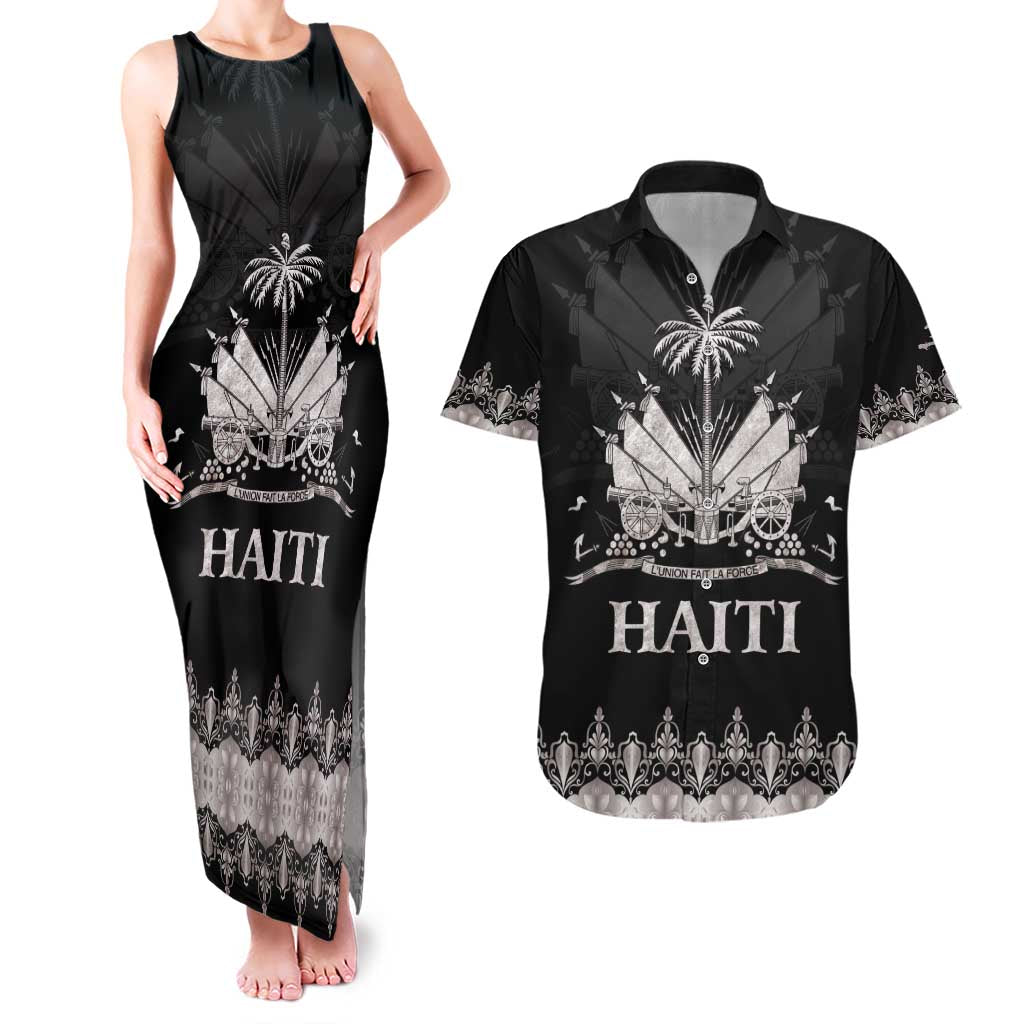 Haiti Neg Marron Silver Couples Matching Tank Maxi Dress and Hawaiian Shirt Hope is Nothing Without Action LT01 Silver - Polynesian Pride
