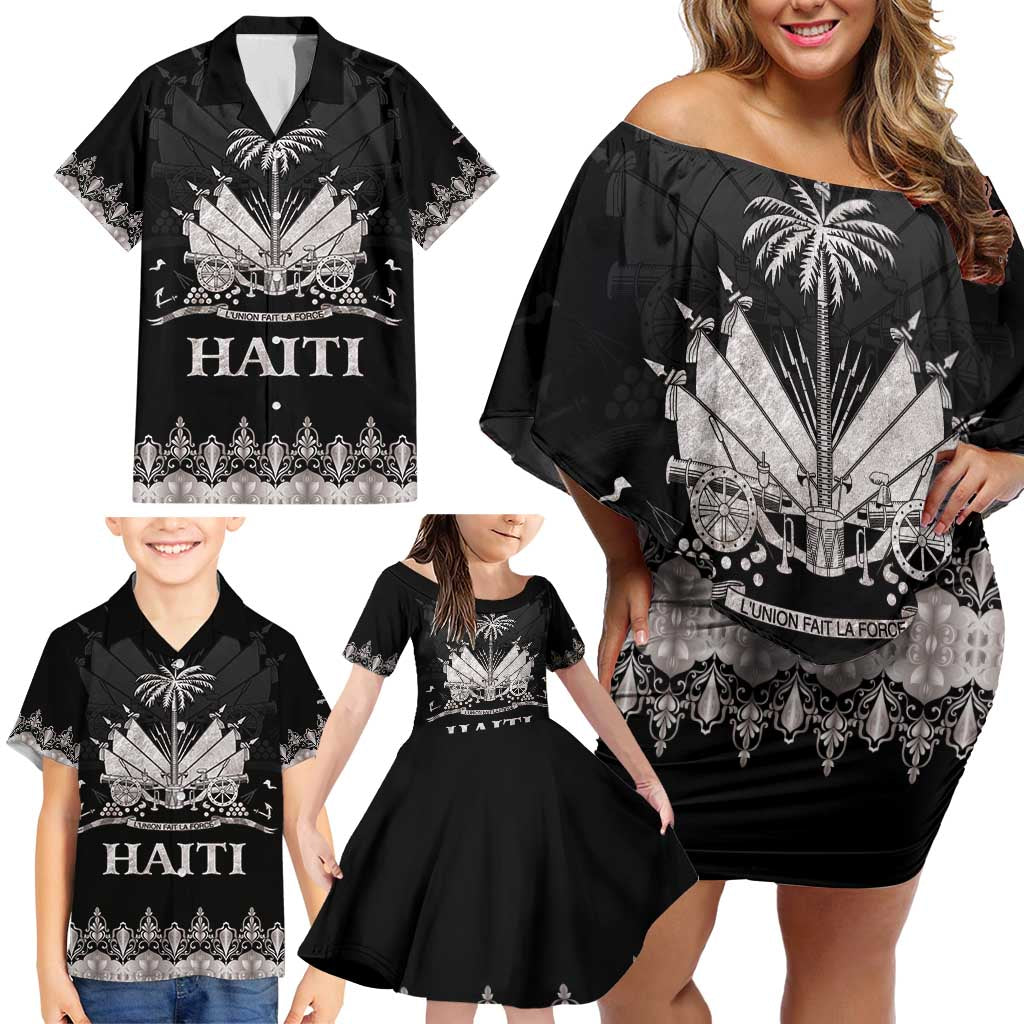 Haiti Neg Marron Silver Family Matching Off Shoulder Short Dress and Hawaiian Shirt Hope is Nothing Without Action