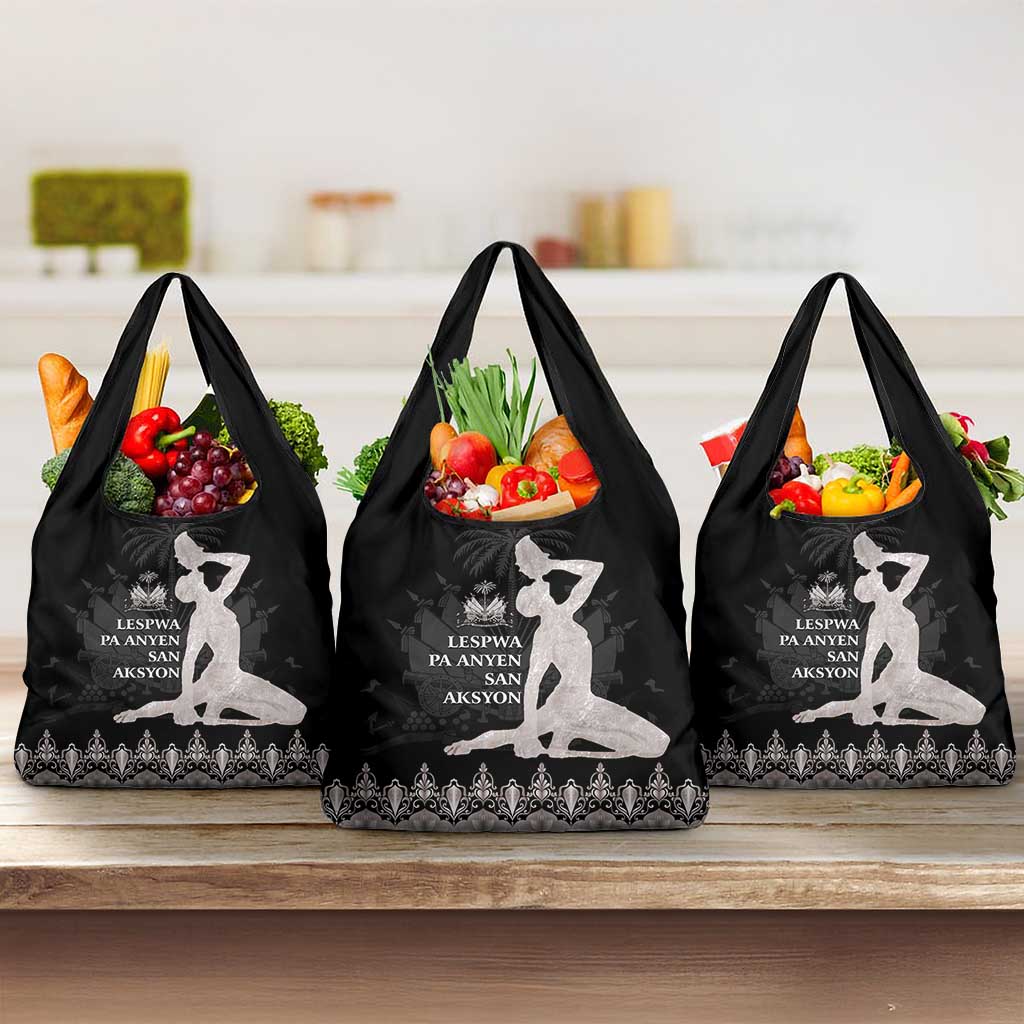 Haiti Neg Marron Silver Grocery Bag Hope is Nothing Without Action LT01 3-pack One Size Silver - Polynesian Pride