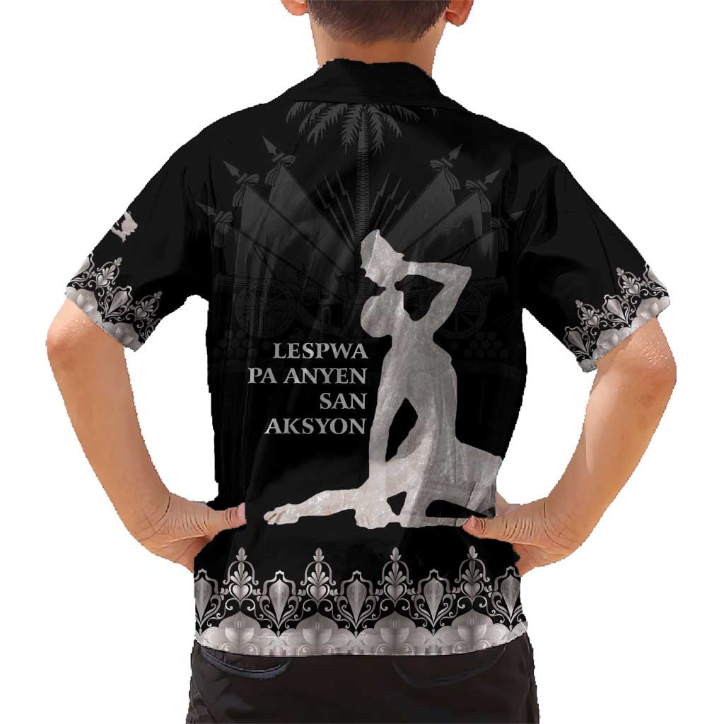 Haiti Neg Marron Silver Kid Hawaiian Shirt Hope is Nothing Without Action