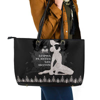 Haiti Neg Marron Silver Leather Tote Bag Hope is Nothing Without Action LT01 - Polynesian Pride