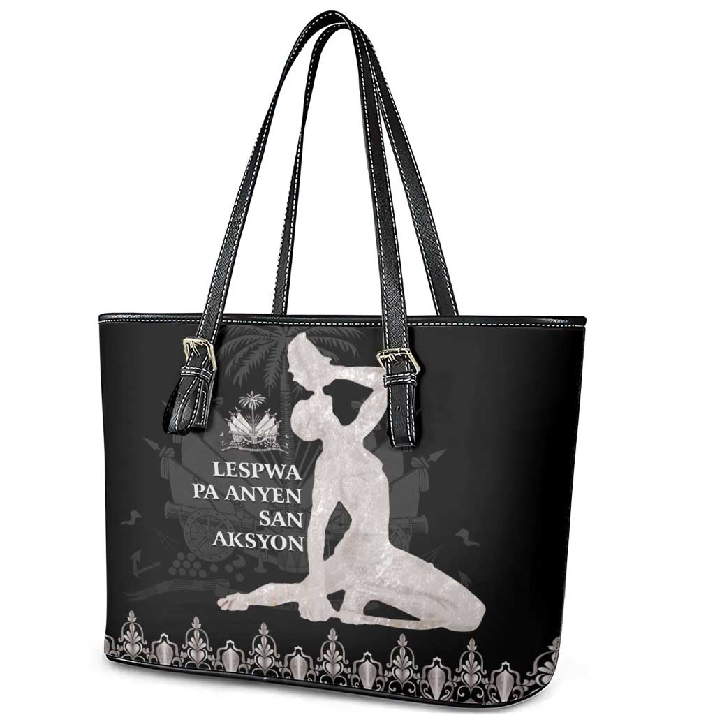 Haiti Neg Marron Silver Leather Tote Bag Hope is Nothing Without Action LT01 - Polynesian Pride