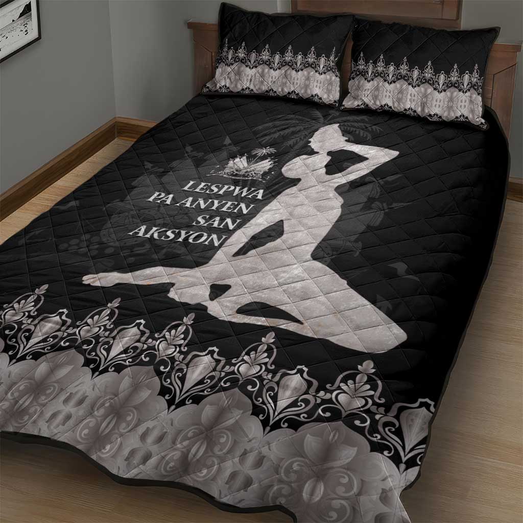 Haiti Neg Marron Silver Quilt Bed Set Hope is Nothing Without Action LT01 - Polynesian Pride