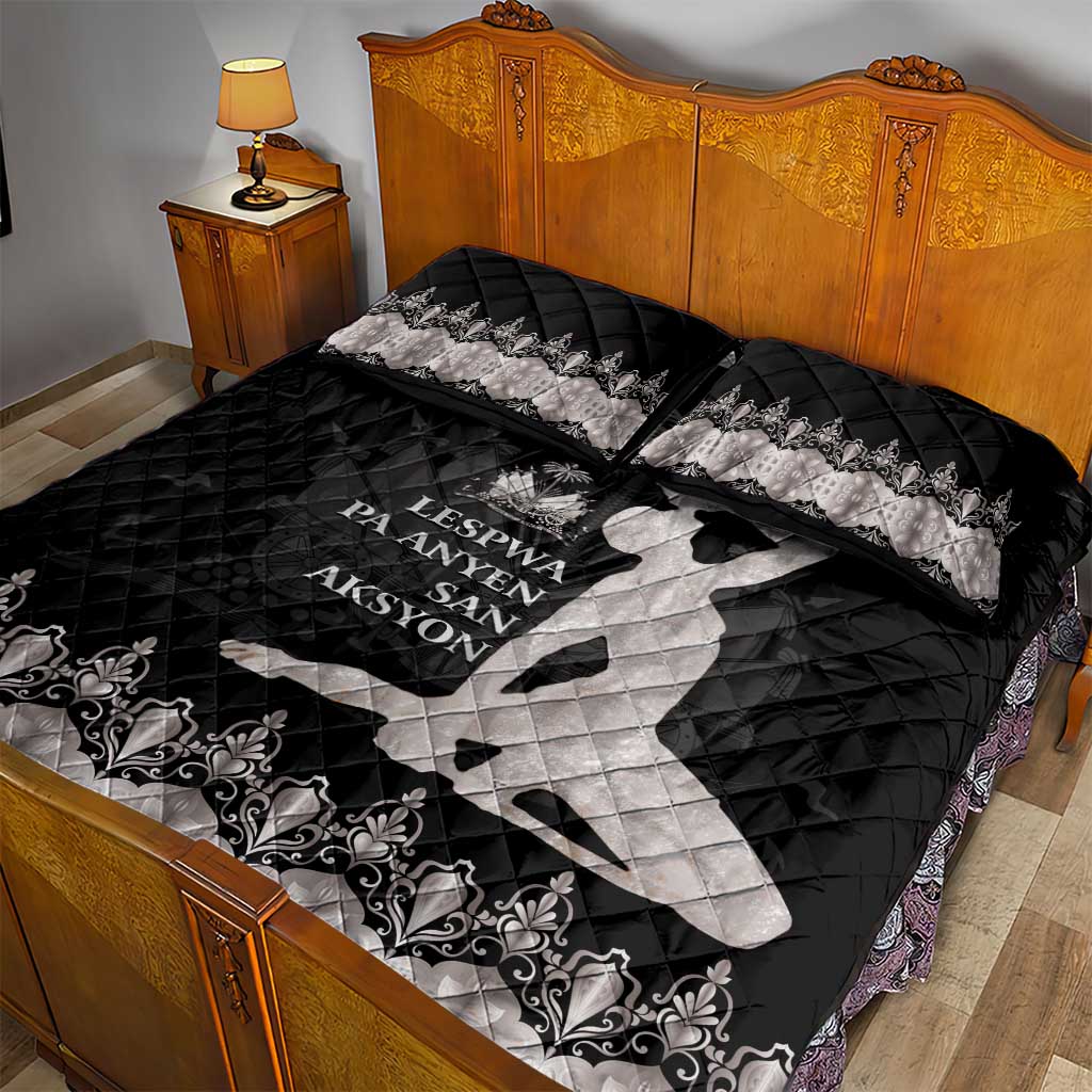 Haiti Neg Marron Silver Quilt Bed Set Hope is Nothing Without Action LT01 - Polynesian Pride