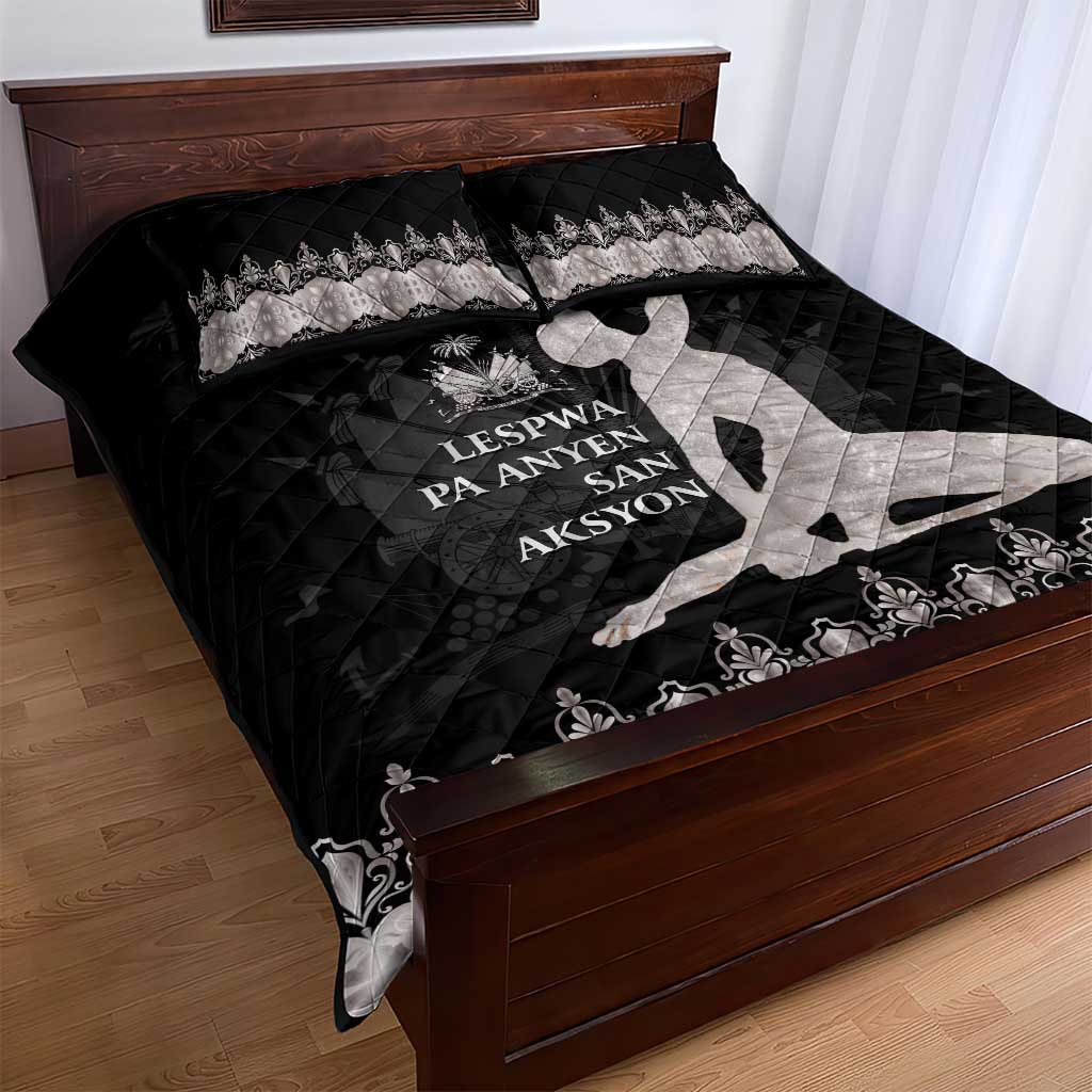 Haiti Neg Marron Silver Quilt Bed Set Hope is Nothing Without Action LT01 - Polynesian Pride