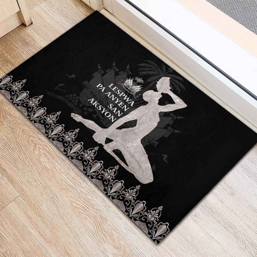 Haiti Neg Marron Silver Rubber Doormat Hope is Nothing Without Action LT01 - Polynesian Pride