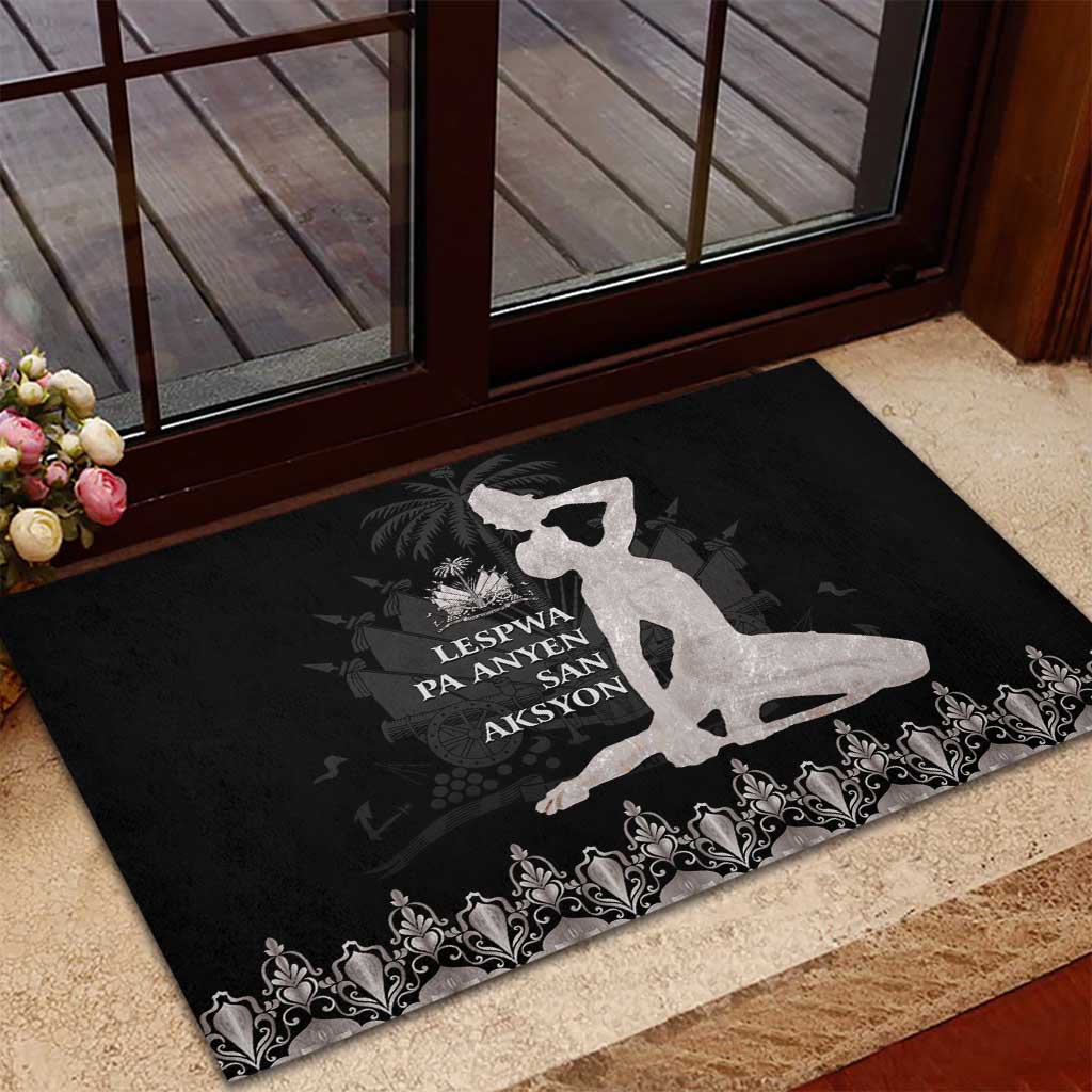 Haiti Neg Marron Silver Rubber Doormat Hope is Nothing Without Action LT01 - Polynesian Pride