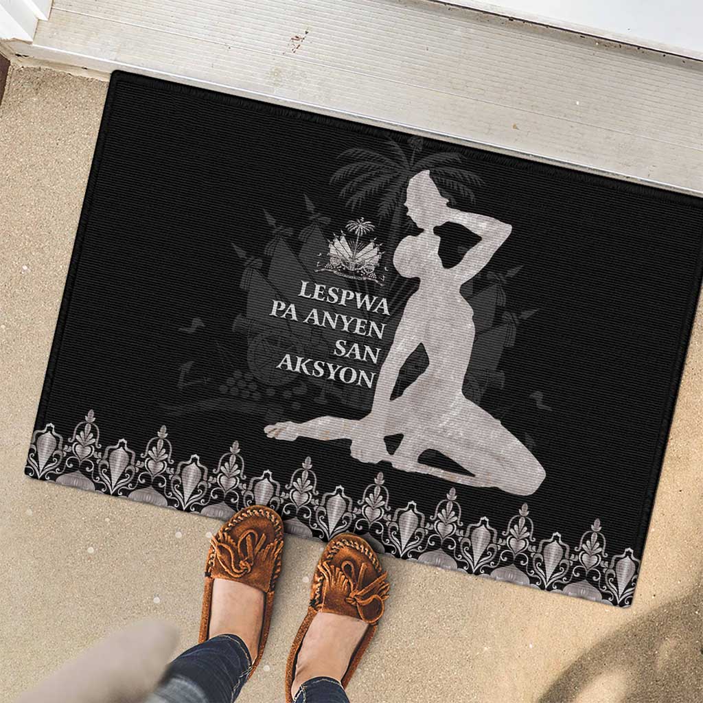 Haiti Neg Marron Silver Rubber Doormat Hope is Nothing Without Action LT01 - Polynesian Pride