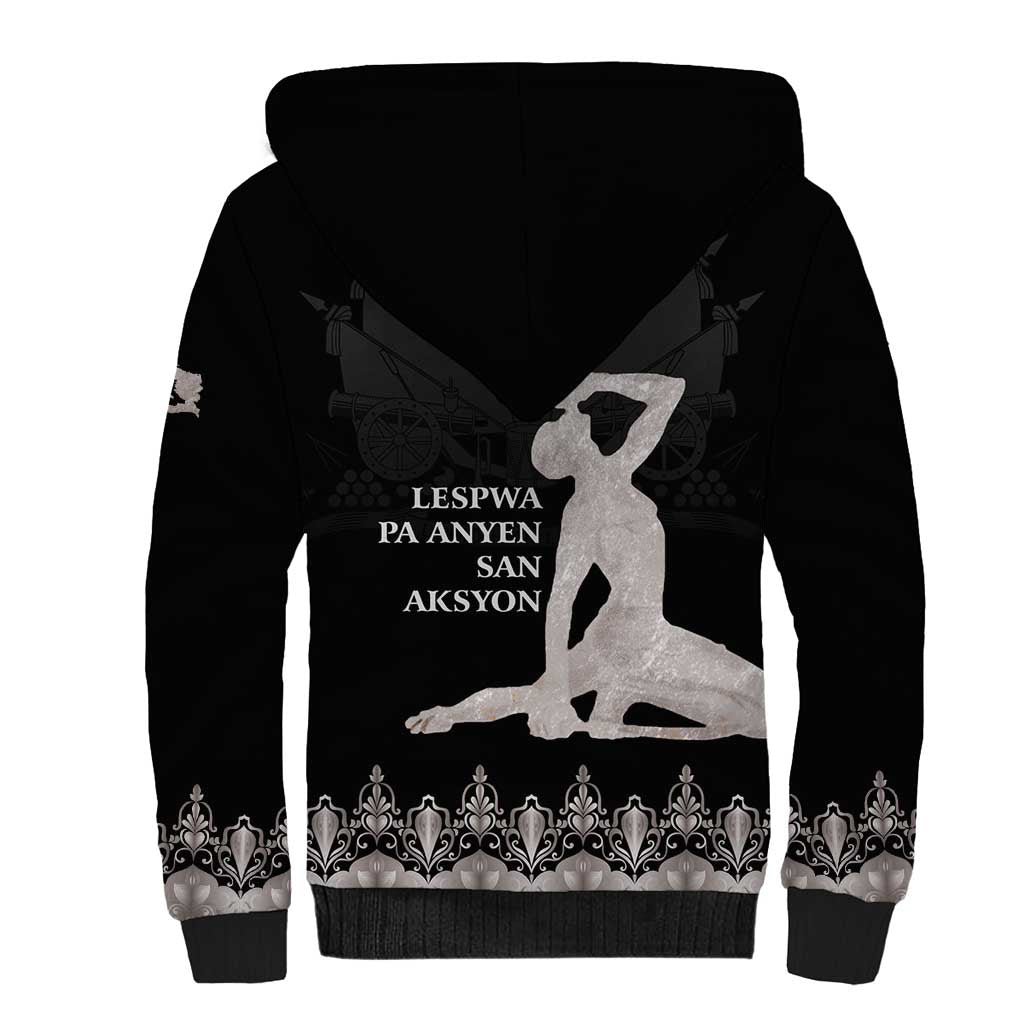 Haiti Neg Marron Silver Sherpa Hoodie Hope is Nothing Without Action LT01 - Polynesian Pride