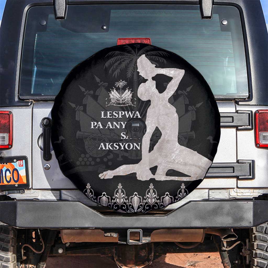 Haiti Neg Marron Silver Spare Tire Cover Hope is Nothing Without Action LT01 Silver - Polynesian Pride