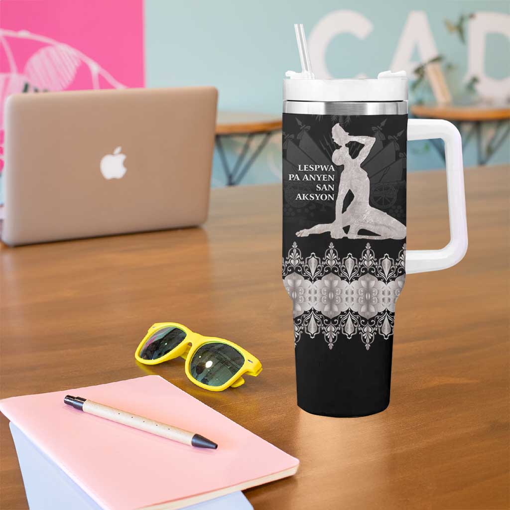Haiti Neg Marron Silver Tumbler With Handle Hope is Nothing Without Action LT01 - Polynesian Pride